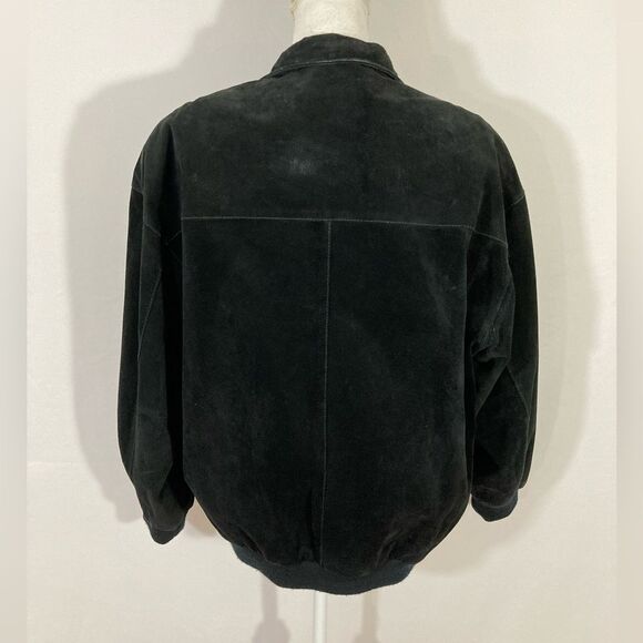 Vintage Pelle Suede Jacket Women's Medium Black Genuine Leather 90s Y2K - Picture 3 of 10